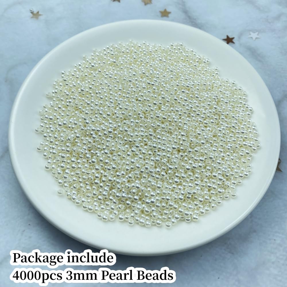 1000 Pcs Pearl Craft Beads - Loose Pearls, 6mm Round Spacer Beads for Earring, Bracelet, Necklace, Key Chains, Jewelry DIY Craft Making, Decoration and Vase Filler (6mm, Gold Yellow)