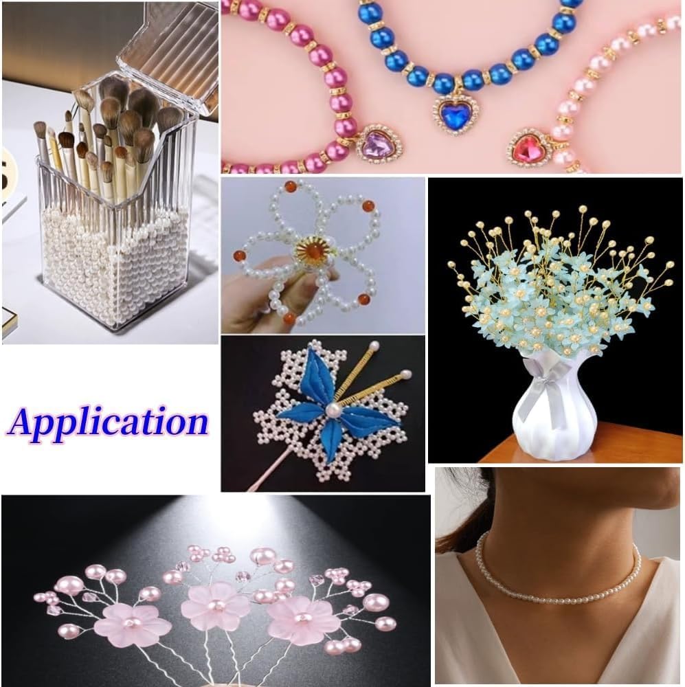 1000 Pcs Pearl Craft Beads - Loose Pearls, 6mm Round Spacer Beads for Earring, Bracelet, Necklace, Key Chains, Jewelry DIY Craft Making, Decoration and Vase Filler (6mm, Gold Yellow)
