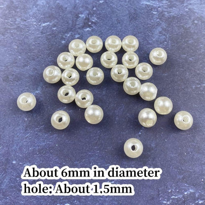 1000 Pcs Pearl Craft Beads - Loose Pearls, 6mm Round Spacer Beads for Earring, Bracelet, Necklace, Key Chains, Jewelry DIY Craft Making, Decoration and Vase Filler (6mm, Gold Yellow)