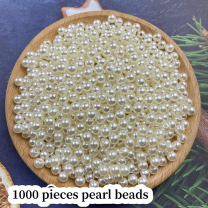 1000 Pcs Pearl Craft Beads - Loose Pearls, 6mm Round Spacer Beads for Earring, Bracelet, Necklace, Key Chains, Jewelry DIY Craft Making, Decoration and Vase Filler (6mm, Gold Yellow)