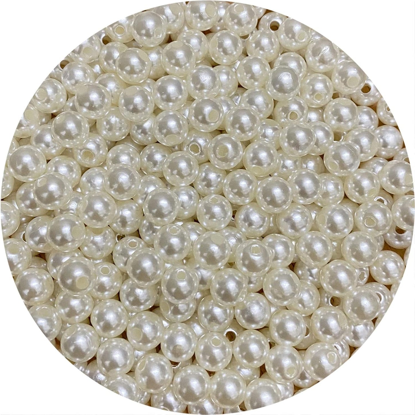 1000 Pcs Pearl Craft Beads - Loose Pearls, 6mm Round Spacer Beads for Earring, Bracelet, Necklace, Key Chains, Jewelry DIY Craft Making, Decoration and Vase Filler (6mm, Gold Yellow)