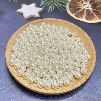 1000 Pcs Pearl Craft Beads - Loose Pearls, 6mm Round Spacer Beads for Earring, Bracelet, Necklace, Key Chains, Jewelry DIY Craft Making, Decoration and Vase Filler (6mm, Gold Yellow)