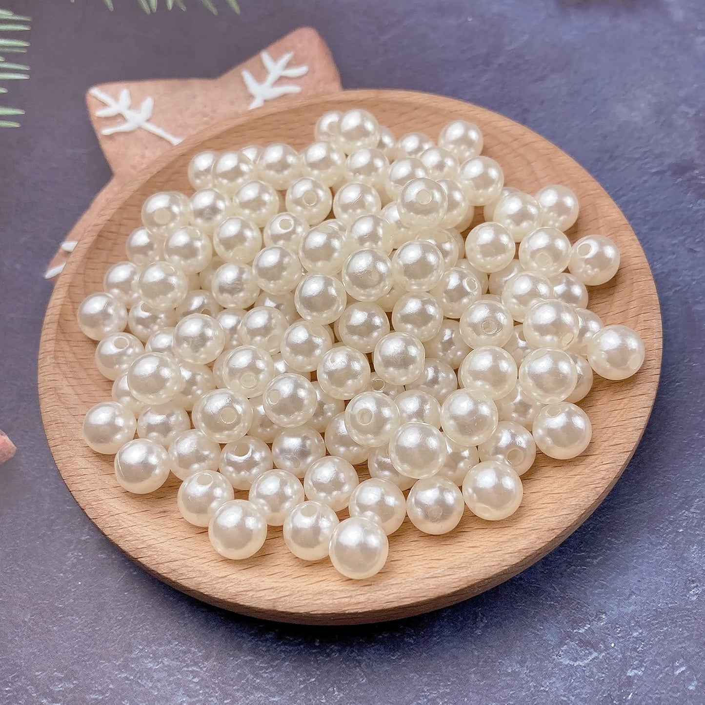 1000 Pcs Pearl Craft Beads - Loose Pearls, 6mm Round Spacer Beads for Earring, Bracelet, Necklace, Key Chains, Jewelry DIY Craft Making, Decoration and Vase Filler (6mm, Gold Yellow)