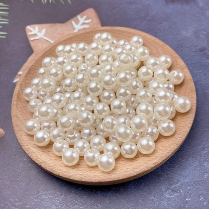 1000 Pcs Pearl Craft Beads - Loose Pearls, 6mm Round Spacer Beads for Earring, Bracelet, Necklace, Key Chains, Jewelry DIY Craft Making, Decoration and Vase Filler (6mm, Gold Yellow)