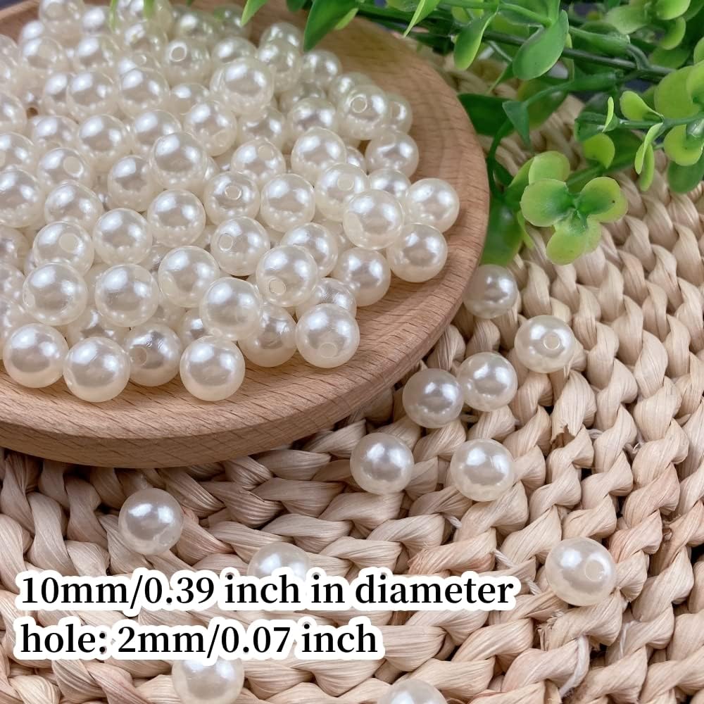 1000 Pcs Pearl Craft Beads - Loose Pearls, 6mm Round Spacer Beads for Earring, Bracelet, Necklace, Key Chains, Jewelry DIY Craft Making, Decoration and Vase Filler (6mm, Gold Yellow)