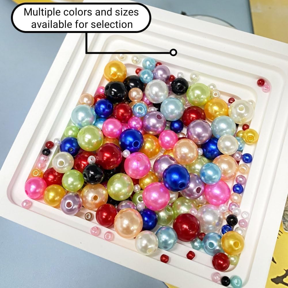1000 Pcs Pearl Craft Beads - Loose Pearls, 6mm Round Spacer Beads for Earring, Bracelet, Necklace, Key Chains, Jewelry DIY Craft Making, Decoration and Vase Filler (6mm, Gold Yellow)