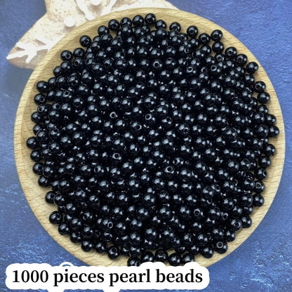 1000 Pcs Pearl Craft Beads - Loose Pearls, 6mm Round Spacer Beads for Earring, Bracelet, Necklace, Key Chains, Jewelry DIY Craft Making, Decoration and Vase Filler (6mm, Gold Yellow)