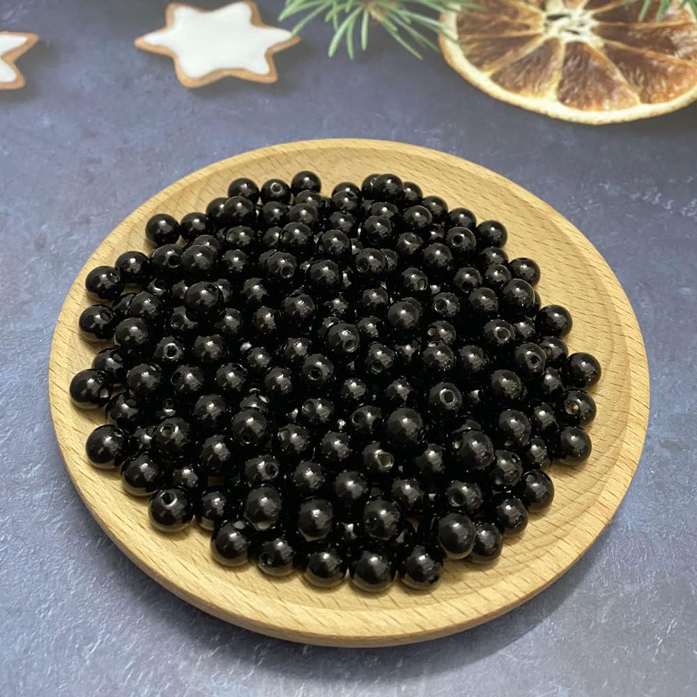 1000 Pcs Pearl Craft Beads - Loose Pearls, 6mm Round Spacer Beads for Earring, Bracelet, Necklace, Key Chains, Jewelry DIY Craft Making, Decoration and Vase Filler (6mm, Gold Yellow)