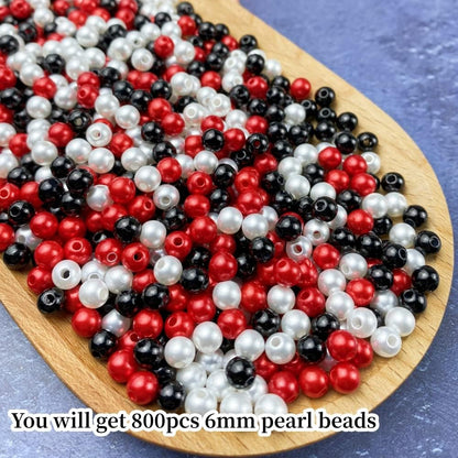 1000 Pcs Pearl Craft Beads - Loose Pearls, 6mm Round Spacer Beads for Earring, Bracelet, Necklace, Key Chains, Jewelry DIY Craft Making, Decoration and Vase Filler (6mm, Gold Yellow)