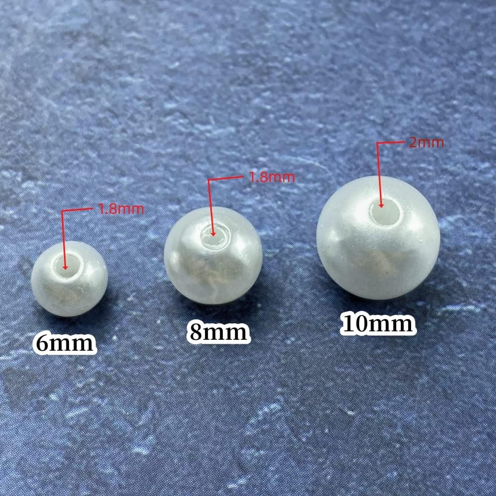 1000 Pcs Pearl Craft Beads - Loose Pearls, 6mm Round Spacer Beads for Earring, Bracelet, Necklace, Key Chains, Jewelry DIY Craft Making, Decoration and Vase Filler (6mm, Gold Yellow)