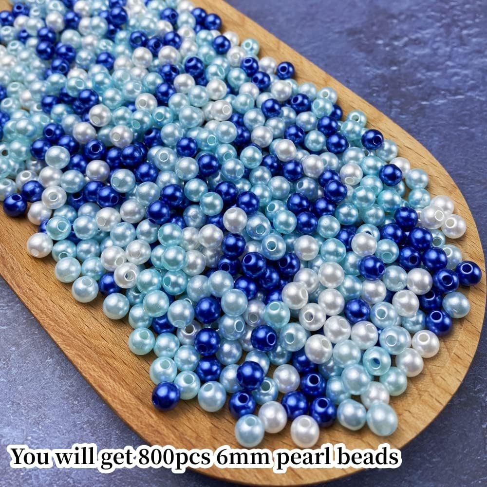 1000 Pcs Pearl Craft Beads - Loose Pearls, 6mm Round Spacer Beads for Earring, Bracelet, Necklace, Key Chains, Jewelry DIY Craft Making, Decoration and Vase Filler (6mm, Gold Yellow)