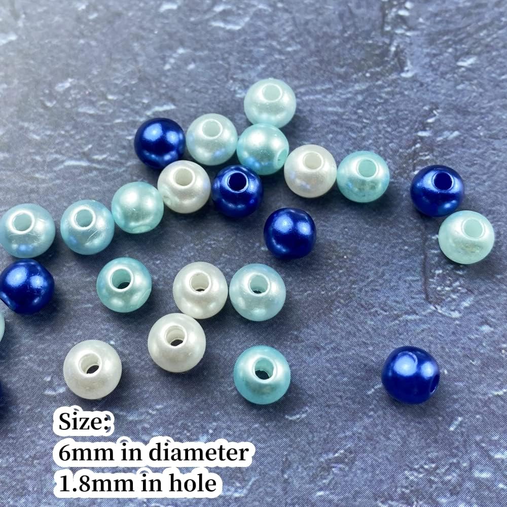1000 Pcs Pearl Craft Beads - Loose Pearls, 6mm Round Spacer Beads for Earring, Bracelet, Necklace, Key Chains, Jewelry DIY Craft Making, Decoration and Vase Filler (6mm, Gold Yellow)