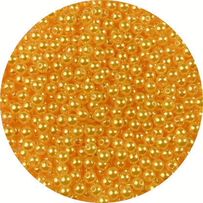 1000 Pcs Pearl Craft Beads - Loose Pearls, 6mm Round Spacer Beads for Earring, Bracelet, Necklace, Key Chains, Jewelry DIY Craft Making, Decoration and Vase Filler (6mm, Gold Yellow)