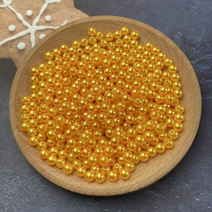 1000 Pcs Pearl Craft Beads - Loose Pearls, 6mm Round Spacer Beads for Earring, Bracelet, Necklace, Key Chains, Jewelry DIY Craft Making, Decoration and Vase Filler (6mm, Gold Yellow)