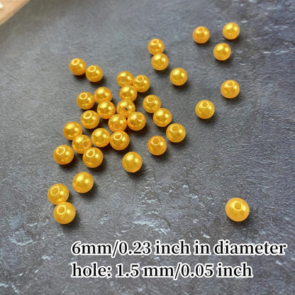 1000 Pcs Pearl Craft Beads - Loose Pearls, 6mm Round Spacer Beads for Earring, Bracelet, Necklace, Key Chains, Jewelry DIY Craft Making, Decoration and Vase Filler (6mm, Gold Yellow)