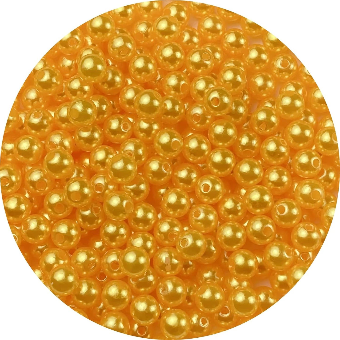 1000 Pcs Pearl Craft Beads - Loose Pearls, 6mm Round Spacer Beads for Earring, Bracelet, Necklace, Key Chains, Jewelry DIY Craft Making, Decoration and Vase Filler (6mm, Gold Yellow)