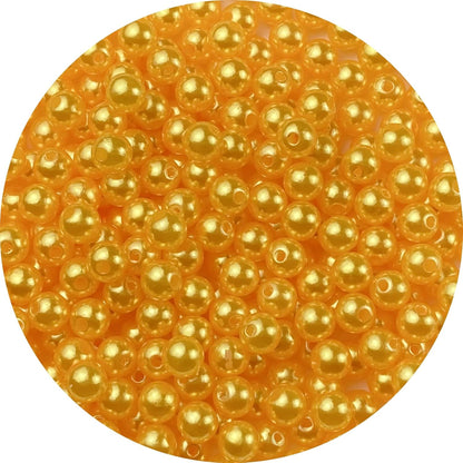 1000 Pcs Pearl Craft Beads - Loose Pearls, 6mm Round Spacer Beads for Earring, Bracelet, Necklace, Key Chains, Jewelry DIY Craft Making, Decoration and Vase Filler (6mm, Gold Yellow)