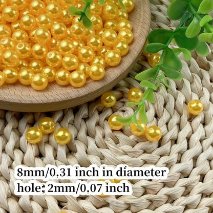 1000 Pcs Pearl Craft Beads - Loose Pearls, 6mm Round Spacer Beads for Earring, Bracelet, Necklace, Key Chains, Jewelry DIY Craft Making, Decoration and Vase Filler (6mm, Gold Yellow)