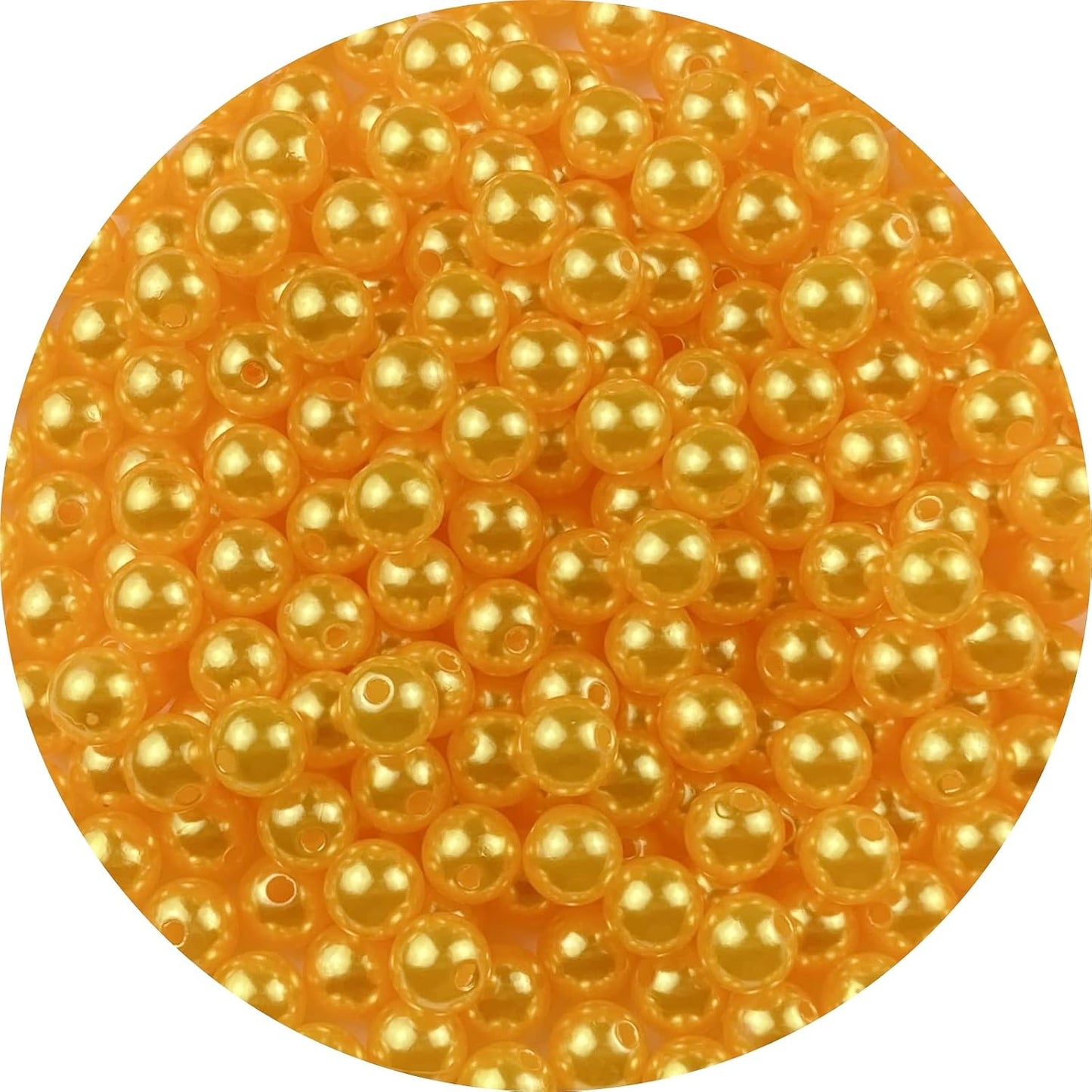 1000 Pcs Pearl Craft Beads - Loose Pearls, 6mm Round Spacer Beads for Earring, Bracelet, Necklace, Key Chains, Jewelry DIY Craft Making, Decoration and Vase Filler (6mm, Gold Yellow)