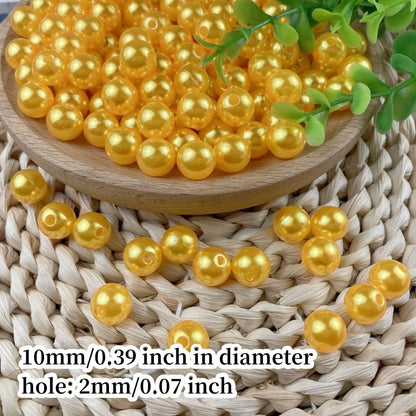 1000 Pcs Pearl Craft Beads - Loose Pearls, 6mm Round Spacer Beads for Earring, Bracelet, Necklace, Key Chains, Jewelry DIY Craft Making, Decoration and Vase Filler (6mm, Gold Yellow)
