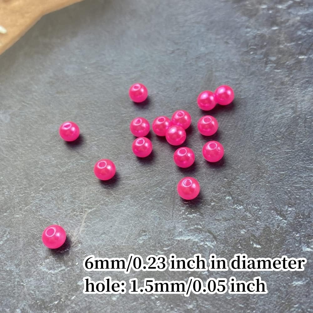 1000 Pcs Pearl Craft Beads - Loose Pearls, 6mm Round Spacer Beads for Earring, Bracelet, Necklace, Key Chains, Jewelry DIY Craft Making, Decoration and Vase Filler (6mm, Gold Yellow)