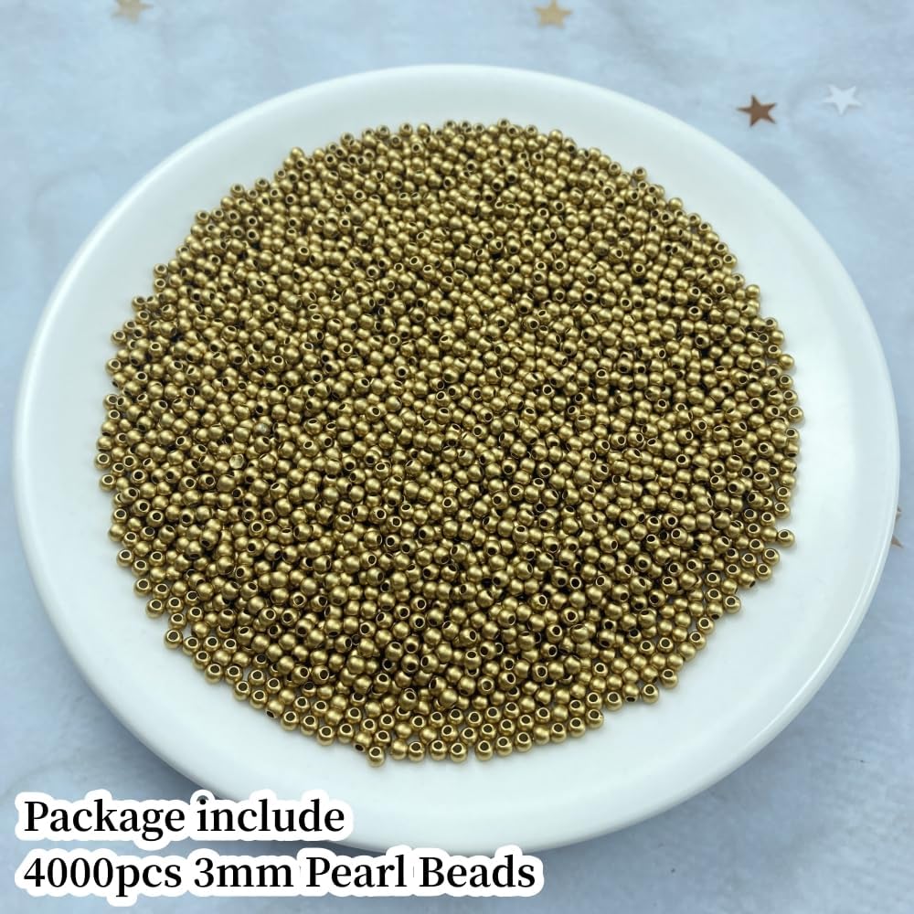 1000 Pcs Pearl Craft Beads - Loose Pearls, 6mm Round Spacer Beads for Earring, Bracelet, Necklace, Key Chains, Jewelry DIY Craft Making, Decoration and Vase Filler (6mm, Gold Yellow)