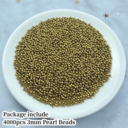 1000 Pcs Pearl Craft Beads - Loose Pearls, 6mm Round Spacer Beads for Earring, Bracelet, Necklace, Key Chains, Jewelry DIY Craft Making, Decoration and Vase Filler (6mm, Gold Yellow)