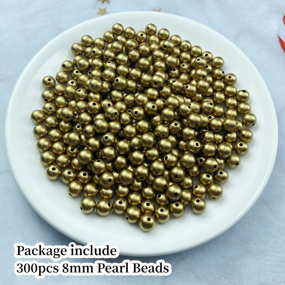 1000 Pcs Pearl Craft Beads - Loose Pearls, 6mm Round Spacer Beads for Earring, Bracelet, Necklace, Key Chains, Jewelry DIY Craft Making, Decoration and Vase Filler (6mm, Gold Yellow)