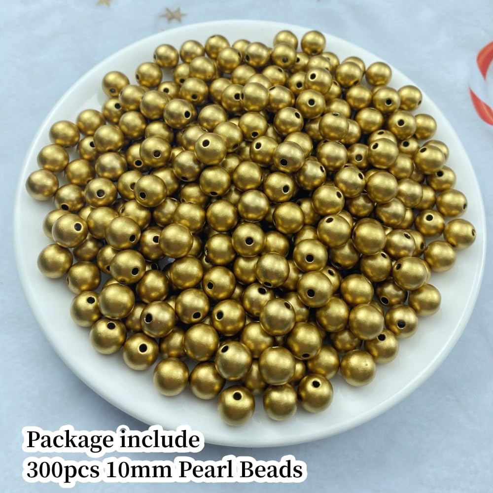 1000 Pcs Pearl Craft Beads - Loose Pearls, 6mm Round Spacer Beads for Earring, Bracelet, Necklace, Key Chains, Jewelry DIY Craft Making, Decoration and Vase Filler (6mm, Gold Yellow)