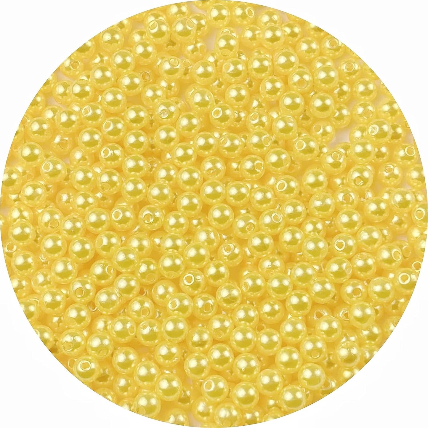 1000 Pcs Pearl Craft Beads - Loose Pearls, 6mm Round Spacer Beads for Earring, Bracelet, Necklace, Key Chains, Jewelry DIY Craft Making, Decoration and Vase Filler (6mm, Gold Yellow)