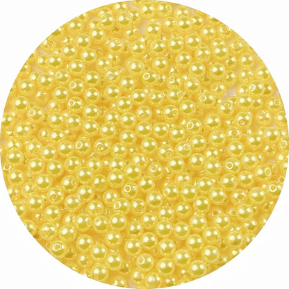 1000 Pcs Pearl Craft Beads - Loose Pearls, 6mm Round Spacer Beads for Earring, Bracelet, Necklace, Key Chains, Jewelry DIY Craft Making, Decoration and Vase Filler (6mm, Gold Yellow)