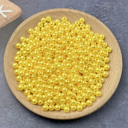 1000 Pcs Pearl Craft Beads - Loose Pearls, 6mm Round Spacer Beads for Earring, Bracelet, Necklace, Key Chains, Jewelry DIY Craft Making, Decoration and Vase Filler (6mm, Gold Yellow)