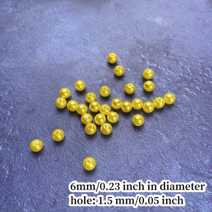 1000 Pcs Pearl Craft Beads - Loose Pearls, 6mm Round Spacer Beads for Earring, Bracelet, Necklace, Key Chains, Jewelry DIY Craft Making, Decoration and Vase Filler (6mm, Gold Yellow)