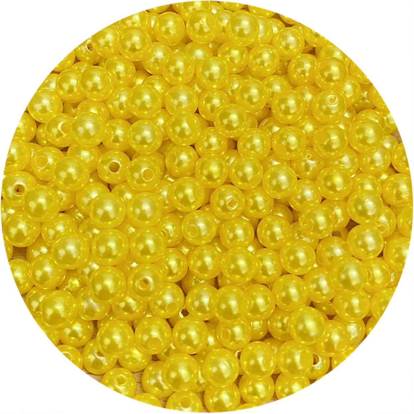 1000 Pcs Pearl Craft Beads - Loose Pearls, 6mm Round Spacer Beads for Earring, Bracelet, Necklace, Key Chains, Jewelry DIY Craft Making, Decoration and Vase Filler (6mm, Gold Yellow)