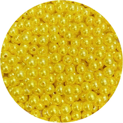 1000 Pcs Pearl Craft Beads - Loose Pearls, 6mm Round Spacer Beads for Earring, Bracelet, Necklace, Key Chains, Jewelry DIY Craft Making, Decoration and Vase Filler (6mm, Gold Yellow)