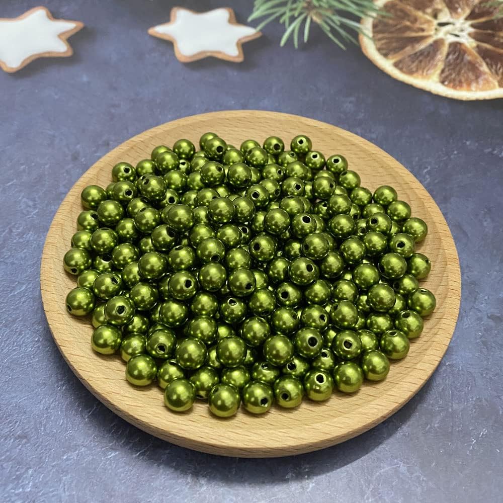 1000 Pcs Pearl Craft Beads - Loose Pearls, 6mm Round Spacer Beads for Earring, Bracelet, Necklace, Key Chains, Jewelry DIY Craft Making, Decoration and Vase Filler (6mm, Gold Yellow)