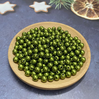 1000 Pcs Pearl Craft Beads - Loose Pearls, 6mm Round Spacer Beads for Earring, Bracelet, Necklace, Key Chains, Jewelry DIY Craft Making, Decoration and Vase Filler (6mm, Gold Yellow)