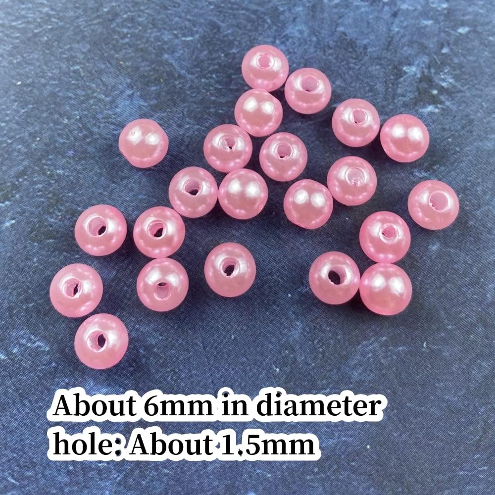 1000 Pcs Pearl Craft Beads - Loose Pearls, 6mm Round Spacer Beads for Earring, Bracelet, Necklace, Key Chains, Jewelry DIY Craft Making, Decoration and Vase Filler (6mm, Gold Yellow)