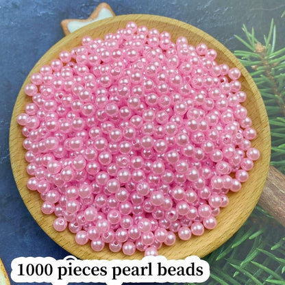 1000 Pcs Pearl Craft Beads - Loose Pearls, 6mm Round Spacer Beads for Earring, Bracelet, Necklace, Key Chains, Jewelry DIY Craft Making, Decoration and Vase Filler (6mm, Gold Yellow)