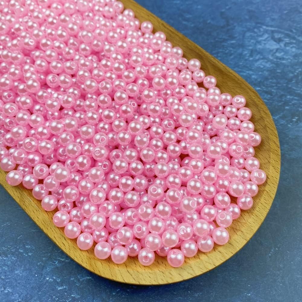 1000 Pcs Pearl Craft Beads - Loose Pearls, 6mm Round Spacer Beads for Earring, Bracelet, Necklace, Key Chains, Jewelry DIY Craft Making, Decoration and Vase Filler (6mm, Gold Yellow)
