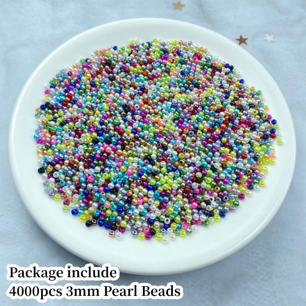 1000 Pcs Pearl Craft Beads - Loose Pearls, 6mm Round Spacer Beads for Earring, Bracelet, Necklace, Key Chains, Jewelry DIY Craft Making, Decoration and Vase Filler (6mm, Gold Yellow)