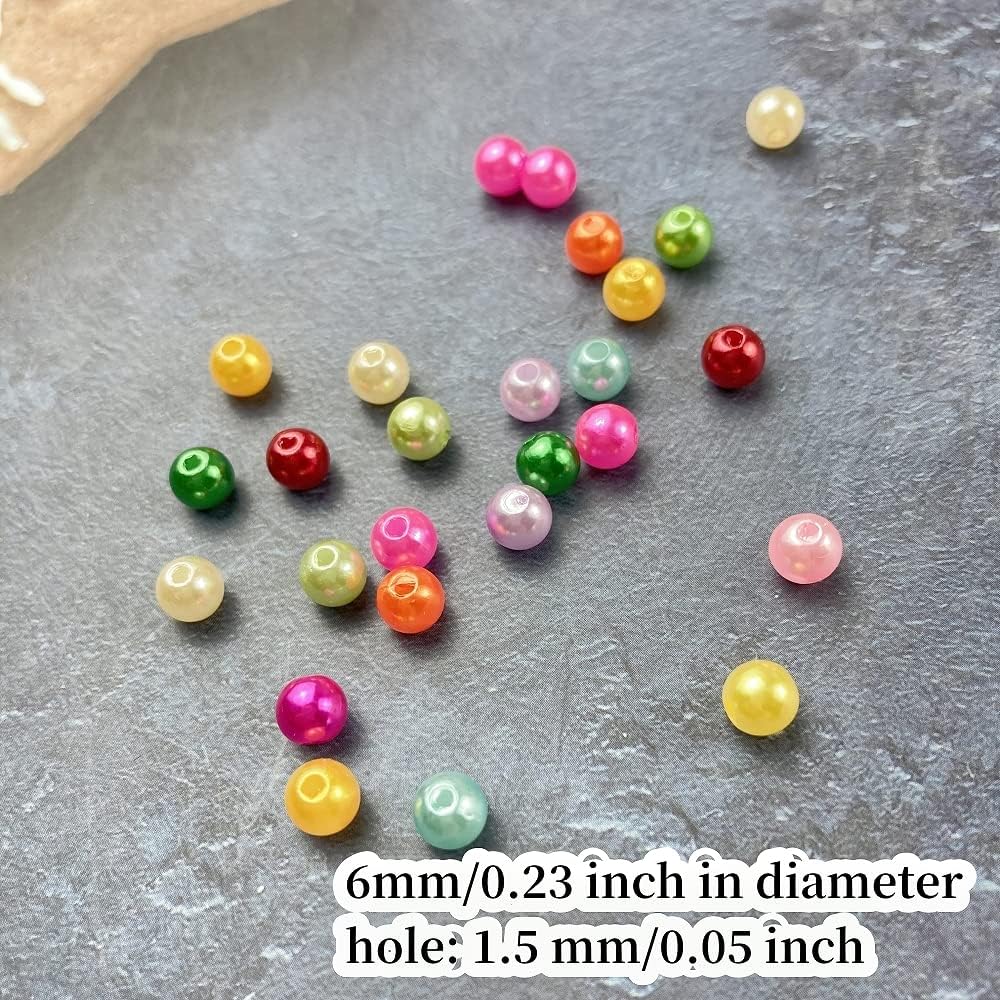 1000 Pcs Pearl Craft Beads - Loose Pearls, 6mm Round Spacer Beads for Earring, Bracelet, Necklace, Key Chains, Jewelry DIY Craft Making, Decoration and Vase Filler (6mm, Gold Yellow)
