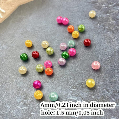 1000 Pcs Pearl Craft Beads - Loose Pearls, 6mm Round Spacer Beads for Earring, Bracelet, Necklace, Key Chains, Jewelry DIY Craft Making, Decoration and Vase Filler (6mm, Gold Yellow)