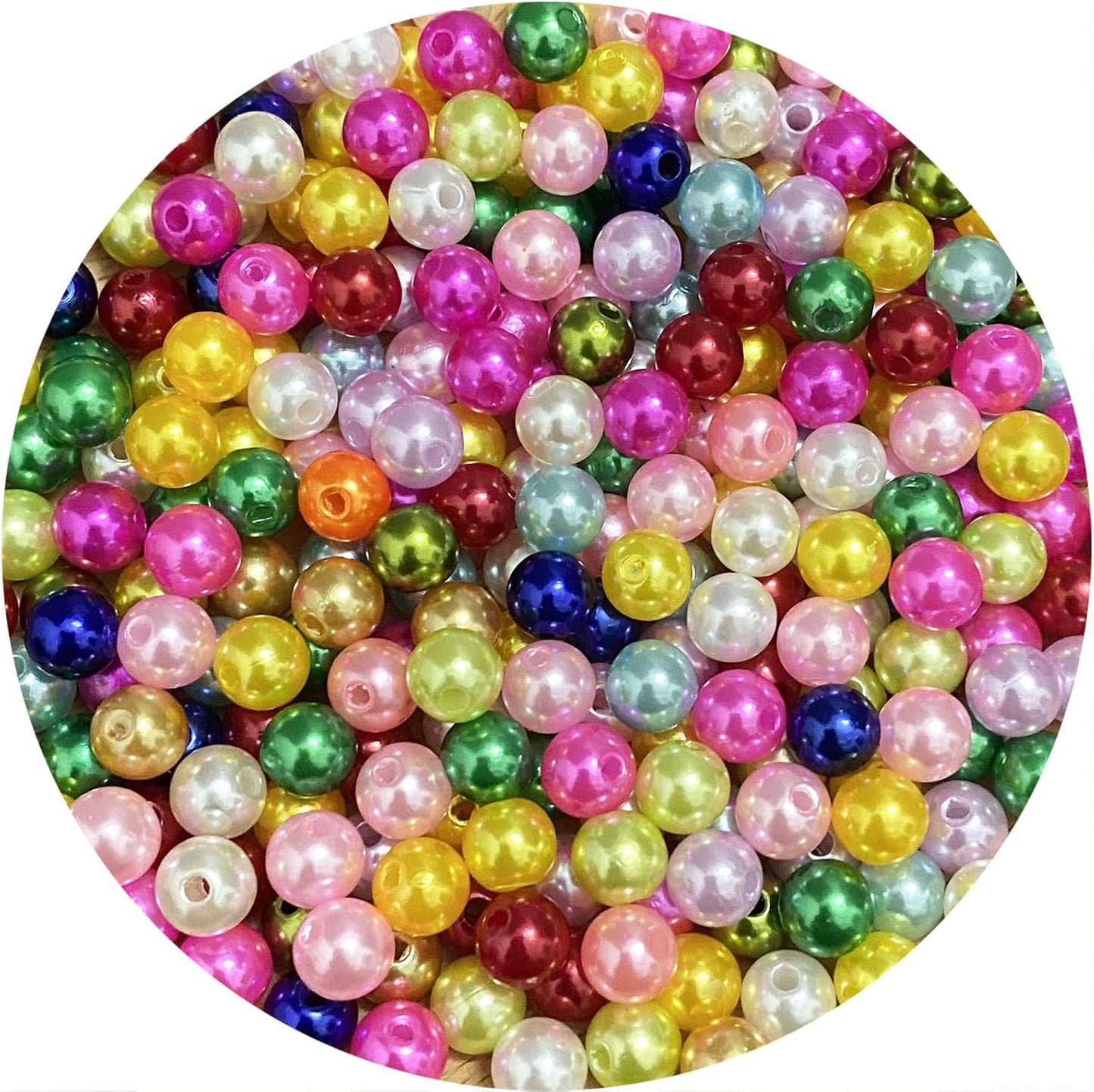 1000 Pcs Pearl Craft Beads - Loose Pearls, 6mm Round Spacer Beads for Earring, Bracelet, Necklace, Key Chains, Jewelry DIY Craft Making, Decoration and Vase Filler (6mm, Gold Yellow)