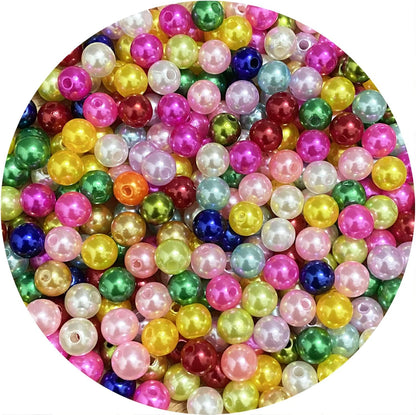 1000 Pcs Pearl Craft Beads - Loose Pearls, 6mm Round Spacer Beads for Earring, Bracelet, Necklace, Key Chains, Jewelry DIY Craft Making, Decoration and Vase Filler (6mm, Gold Yellow)