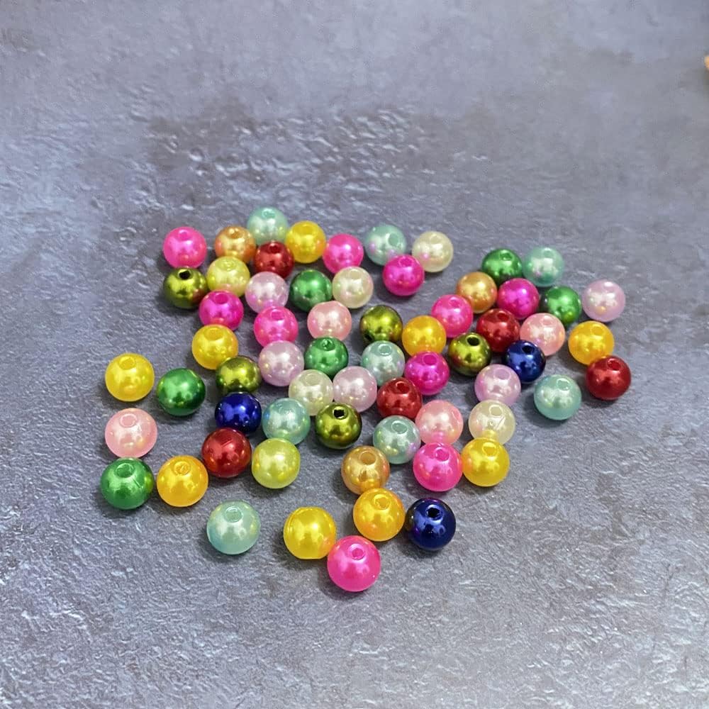 1000 Pcs Pearl Craft Beads - Loose Pearls, 6mm Round Spacer Beads for Earring, Bracelet, Necklace, Key Chains, Jewelry DIY Craft Making, Decoration and Vase Filler (6mm, Gold Yellow)
