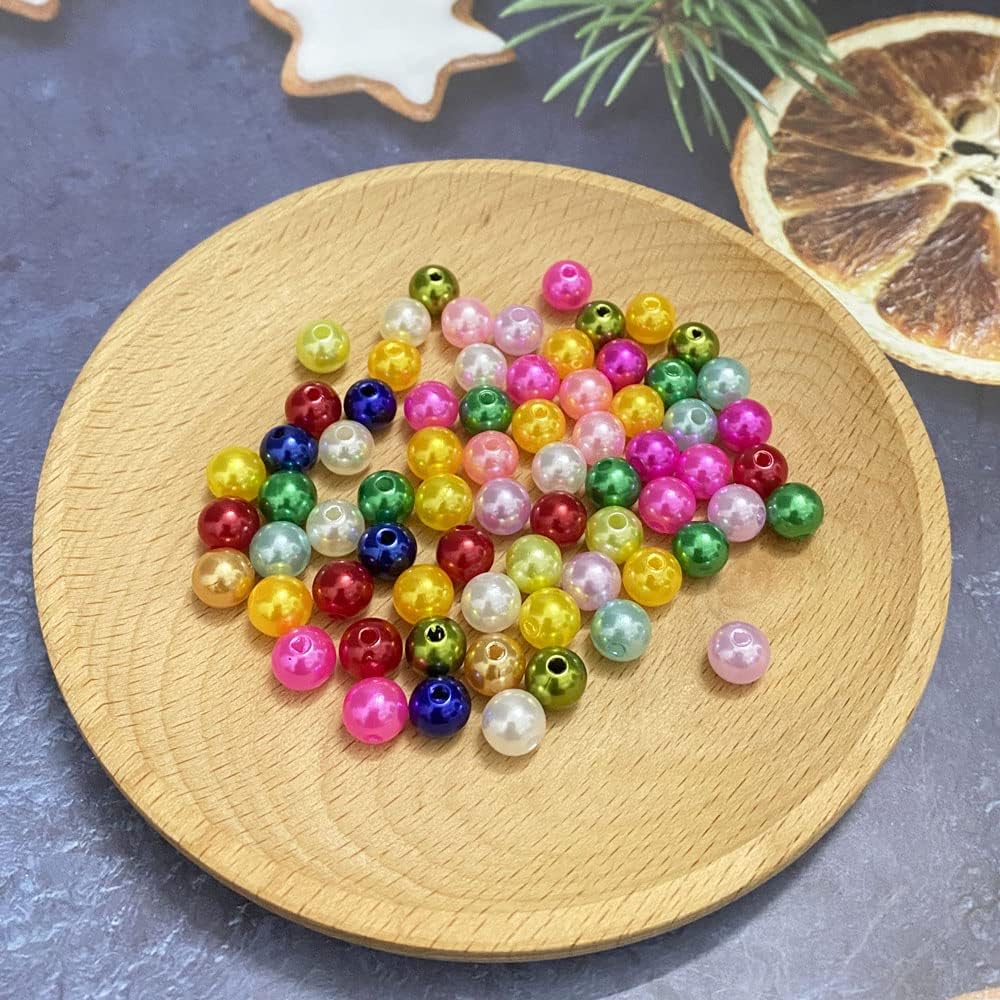 1000 Pcs Pearl Craft Beads - Loose Pearls, 6mm Round Spacer Beads for Earring, Bracelet, Necklace, Key Chains, Jewelry DIY Craft Making, Decoration and Vase Filler (6mm, Gold Yellow)