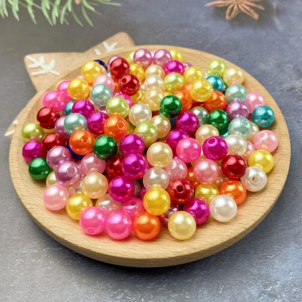 1000 Pcs Pearl Craft Beads - Loose Pearls, 6mm Round Spacer Beads for Earring, Bracelet, Necklace, Key Chains, Jewelry DIY Craft Making, Decoration and Vase Filler (6mm, Gold Yellow)