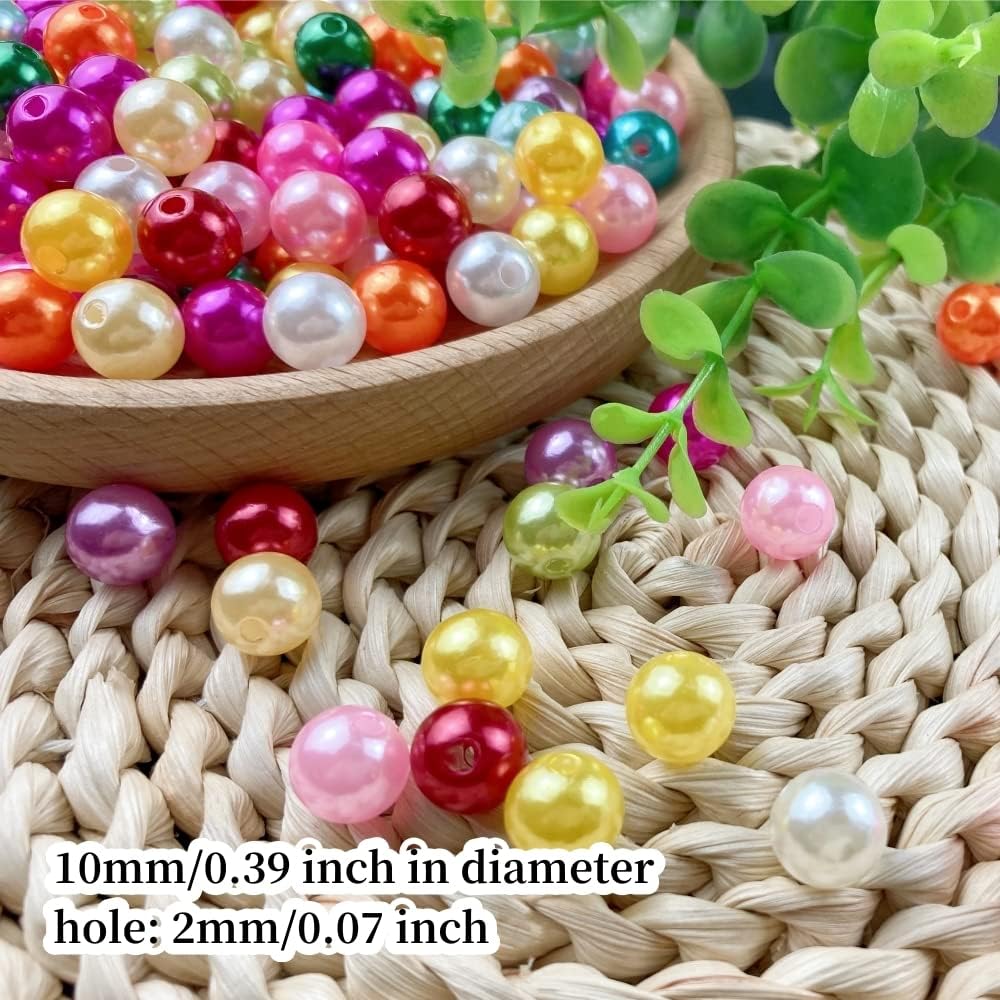 1000 Pcs Pearl Craft Beads - Loose Pearls, 6mm Round Spacer Beads for Earring, Bracelet, Necklace, Key Chains, Jewelry DIY Craft Making, Decoration and Vase Filler (6mm, Gold Yellow)