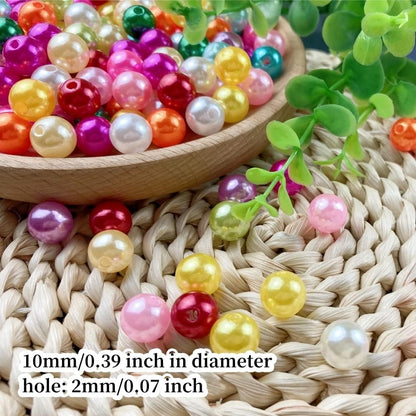 1000 Pcs Pearl Craft Beads - Loose Pearls, 6mm Round Spacer Beads for Earring, Bracelet, Necklace, Key Chains, Jewelry DIY Craft Making, Decoration and Vase Filler (6mm, Gold Yellow)
